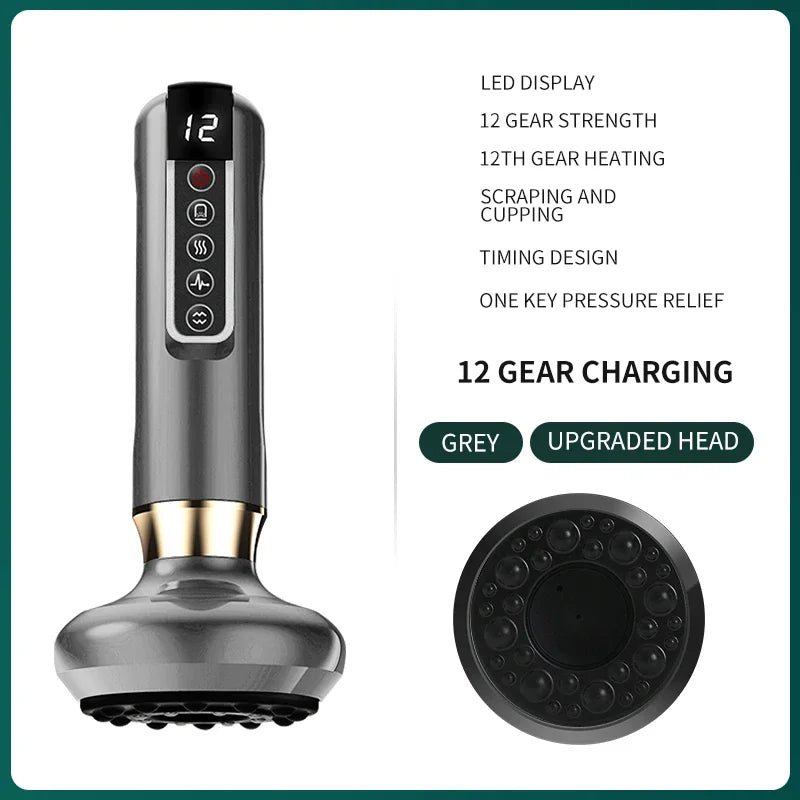 12 Levels Electric Cupping Massager Vacuum Suction Cup GuaSha Anti Cellulite Scraping Heating Body Slimming Massage Therapy - Soliqlo
