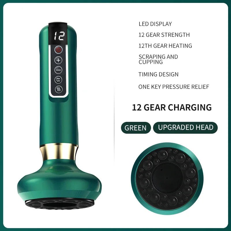 12 Levels Electric Cupping Massager Vacuum Suction Cup GuaSha Anti Cellulite Scraping Heating Body Slimming Massage Therapy - Soliqlo
