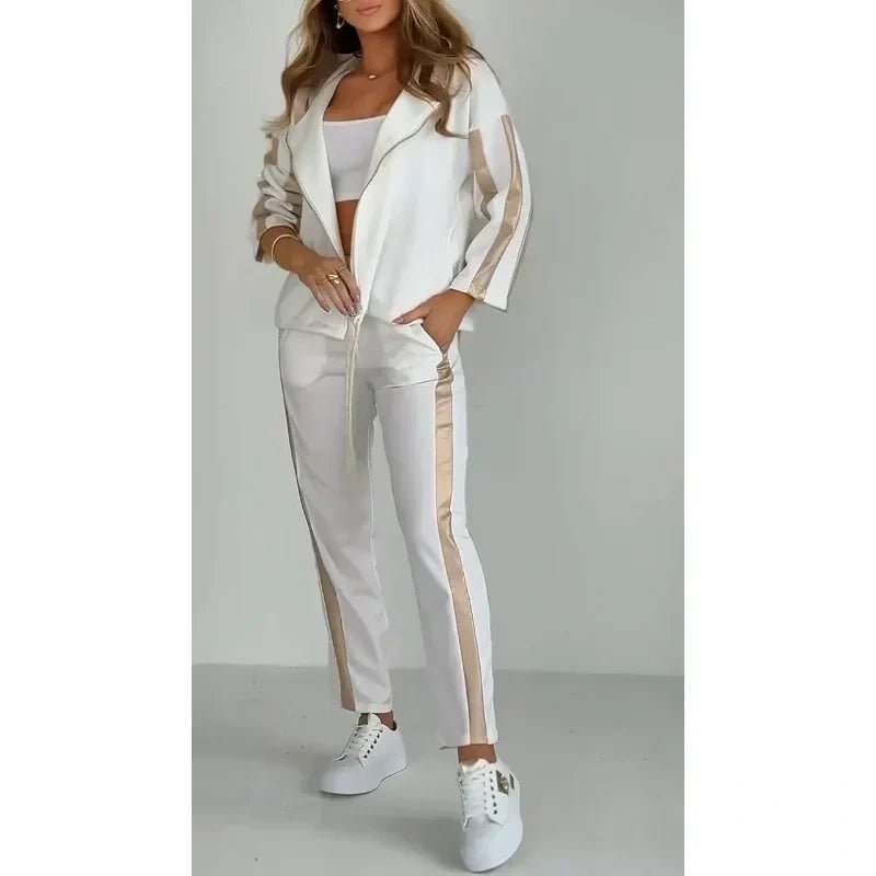 💞Combinaison de loisirs à capuche rayée avec cordon de serrage pour femme - Soliqlo