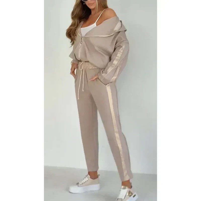 💞Combinaison de loisirs à capuche rayée avec cordon de serrage pour femme - Soliqlo