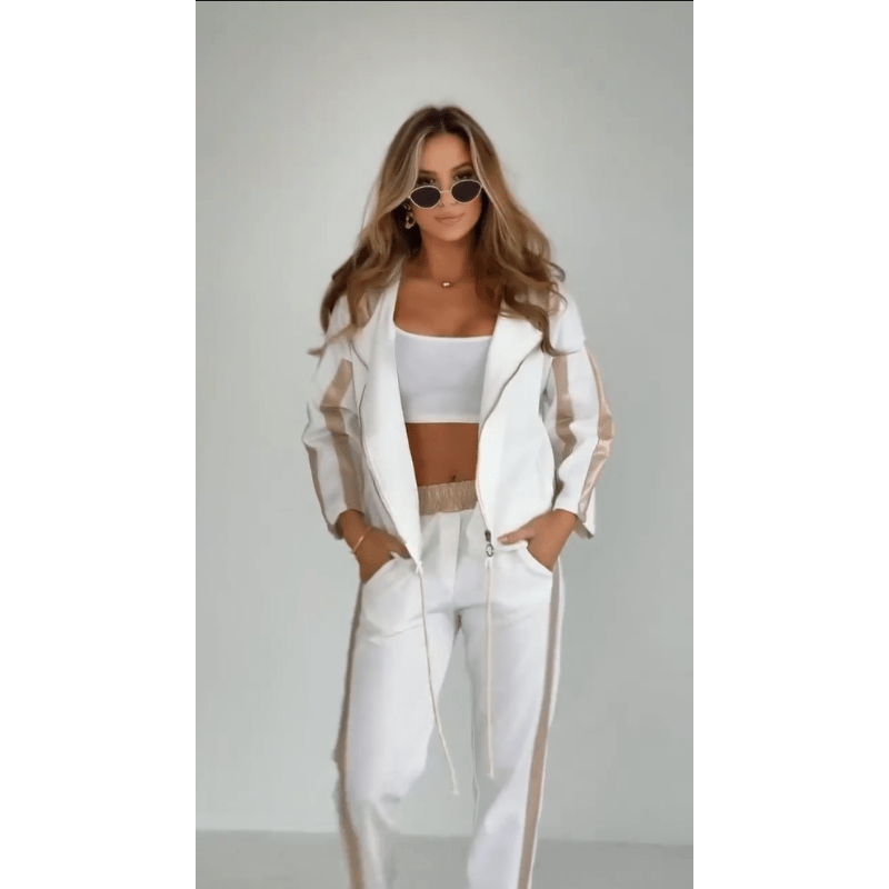 💞Combinaison de loisirs à capuche rayée avec cordon de serrage pour femme - Soliqlo