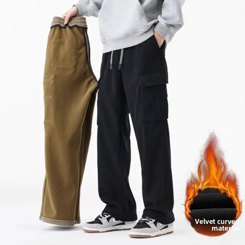 Corduro Max | Fleece - Lined Thickened Loose Wide Leg Straight Casual Pants - Soliqlo