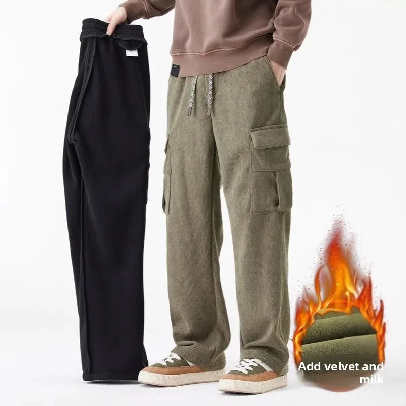 Corduro Max | Fleece - Lined Thickened Loose Wide Leg Straight Casual Pants - Soliqlo