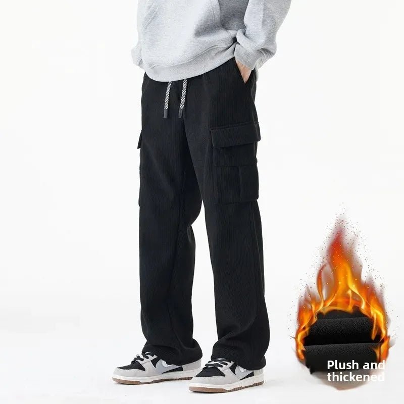 Corduro Max | Fleece - Lined Thickened Loose Wide Leg Straight Casual Pants - Soliqlo