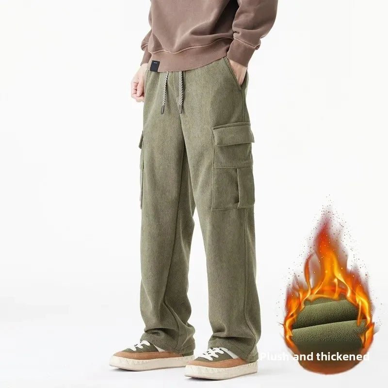 Corduro Max | Fleece - Lined Thickened Loose Wide Leg Straight Casual Pants - Soliqlo