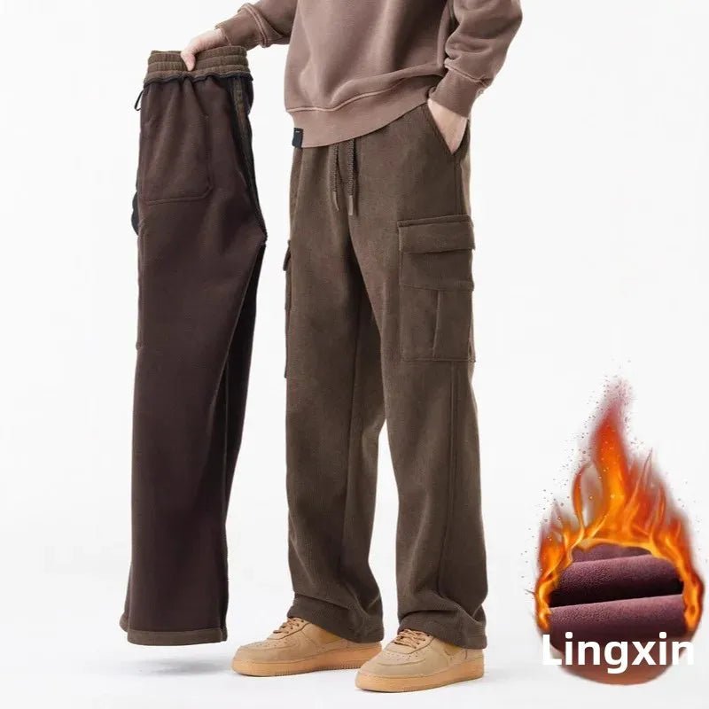Corduro Max | Fleece - Lined Thickened Loose Wide Leg Straight Casual Pants - Soliqlo