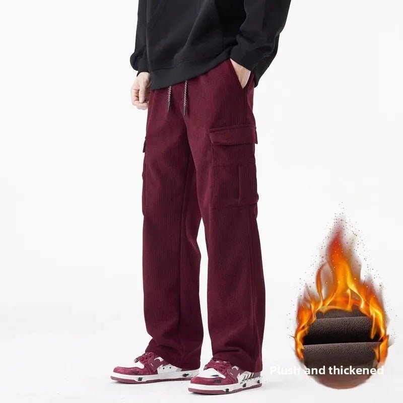 Corduro Max | Fleece - Lined Thickened Loose Wide Leg Straight Casual Pants - Soliqlo