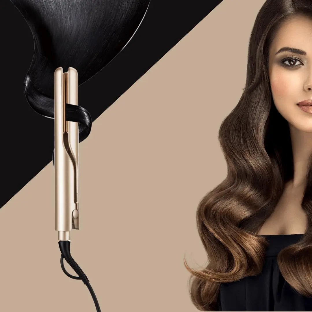 Gold Vibe Pro Arc Hair Straightening And Curling Iron - Soliqlo