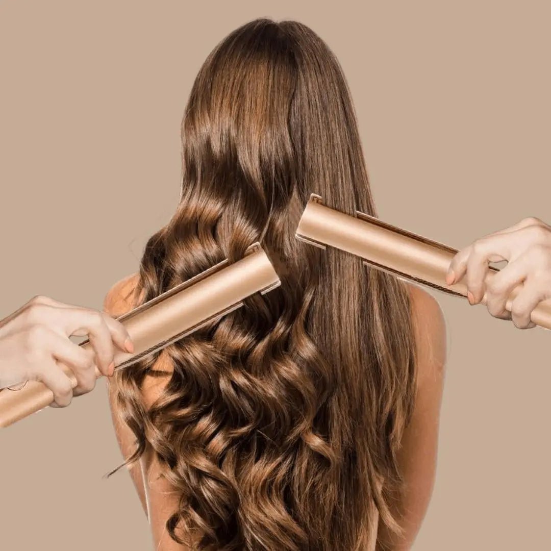 Gold Vibe Pro Arc Hair Straightening And Curling Iron - Soliqlo