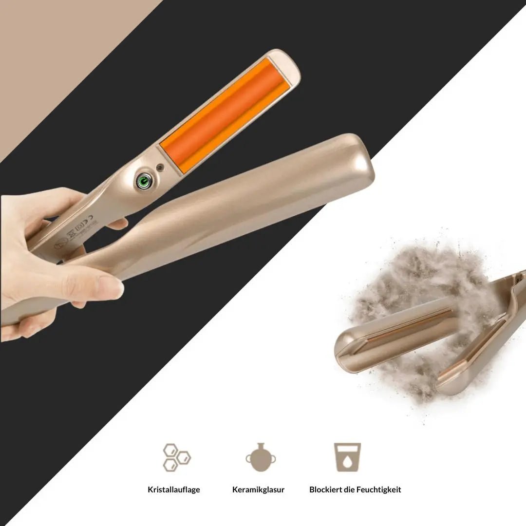 Gold Vibe Pro Arc Hair Straightening And Curling Iron - Soliqlo