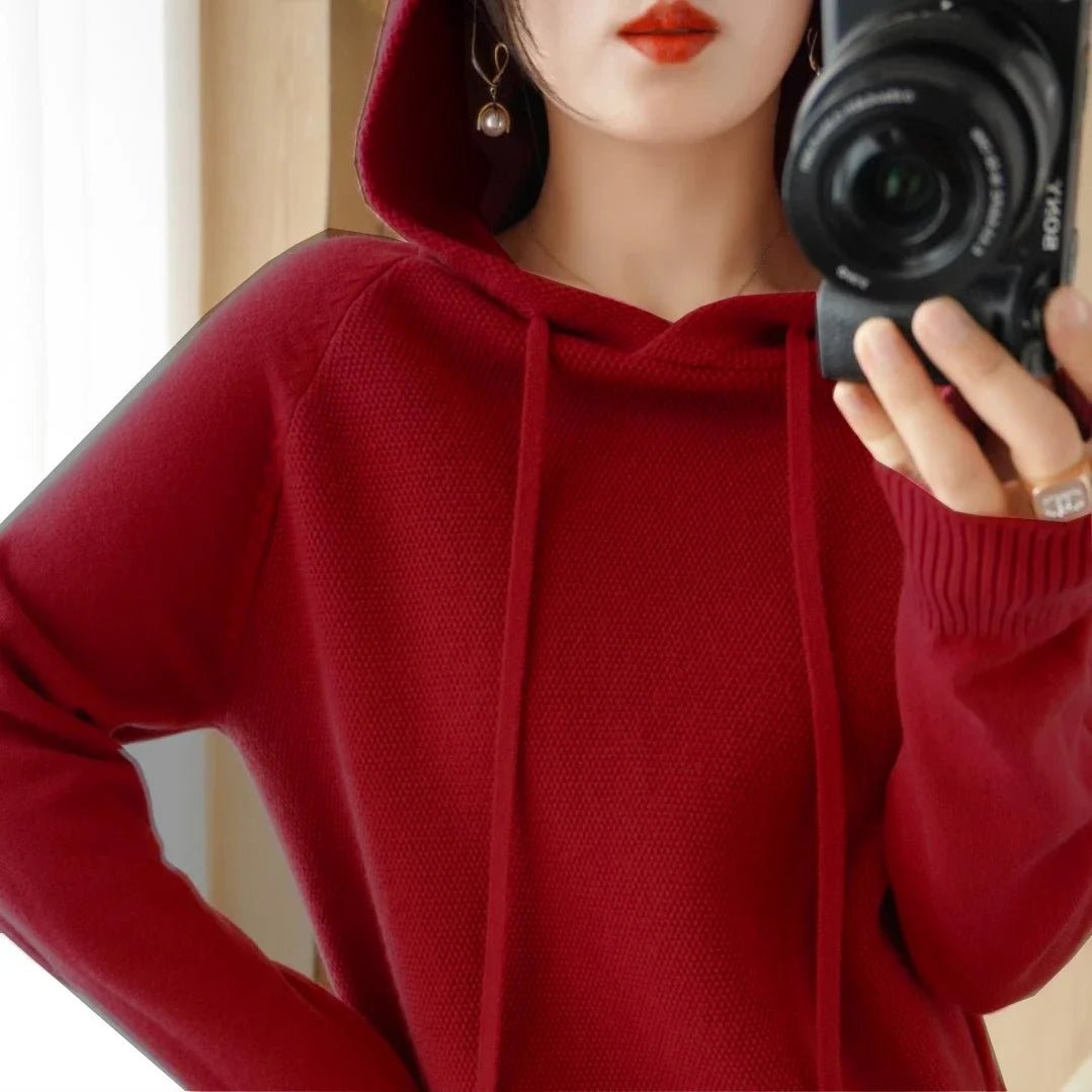 Hooded Sweater Woman Autumn Winter Long Sleeve Warm Bottoming Shirt Solid Casual Pullovers Knit Tops Korean Fashion Jumper 2024 - Soliqlo