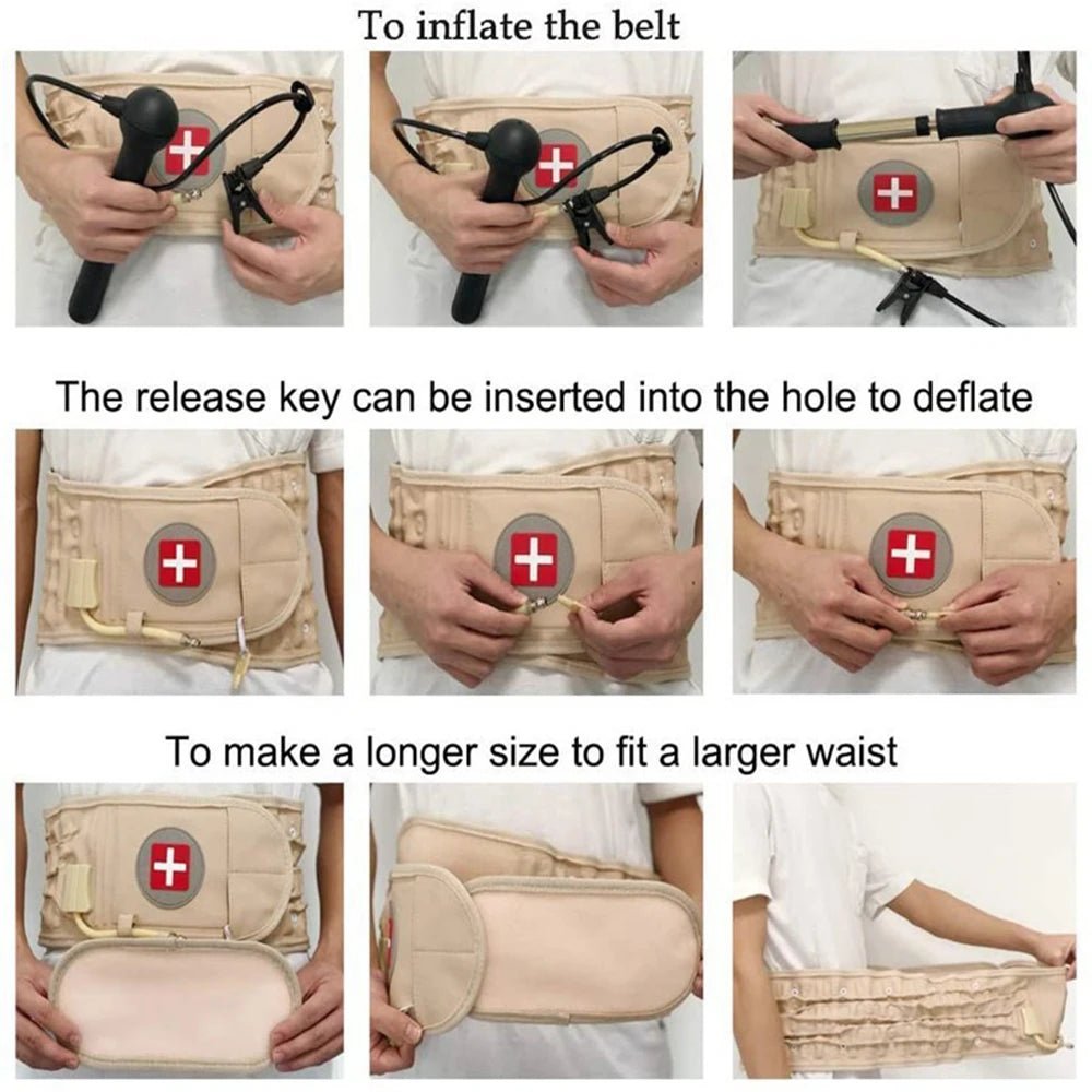 Lumbar Disc Herniation Strain Inflatable Support Belt Lumbar Traction Waist Support Unisex Lumbar Traction Correction Fixed Belt - Soliqlo