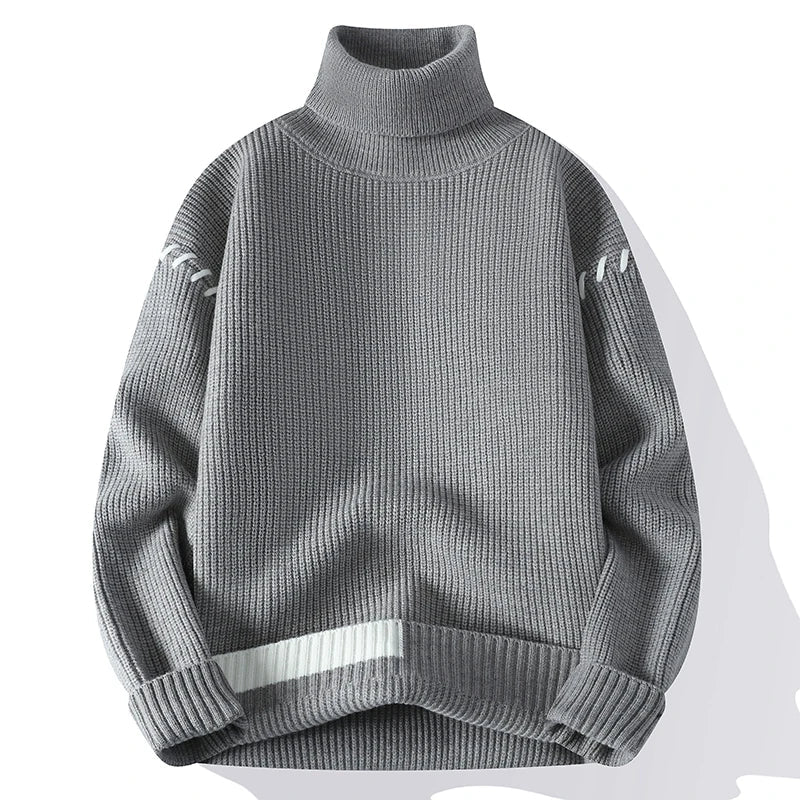 Patch & Pulse | Youthful Vitality Mens Turtleneck Sweater - Soliqlo