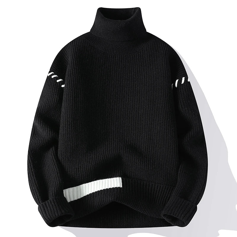 Patch & Pulse | Youthful Vitality Mens Turtleneck Sweater - Soliqlo