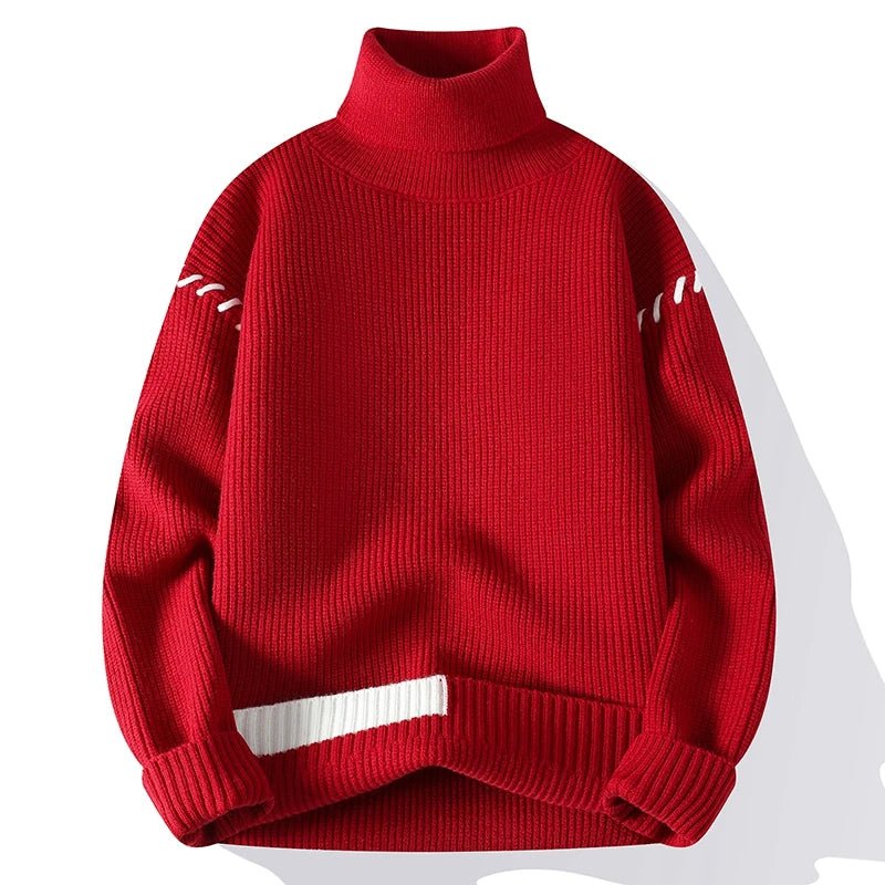Patch & Pulse | Youthful Vitality Mens Turtleneck Sweater - Soliqlo