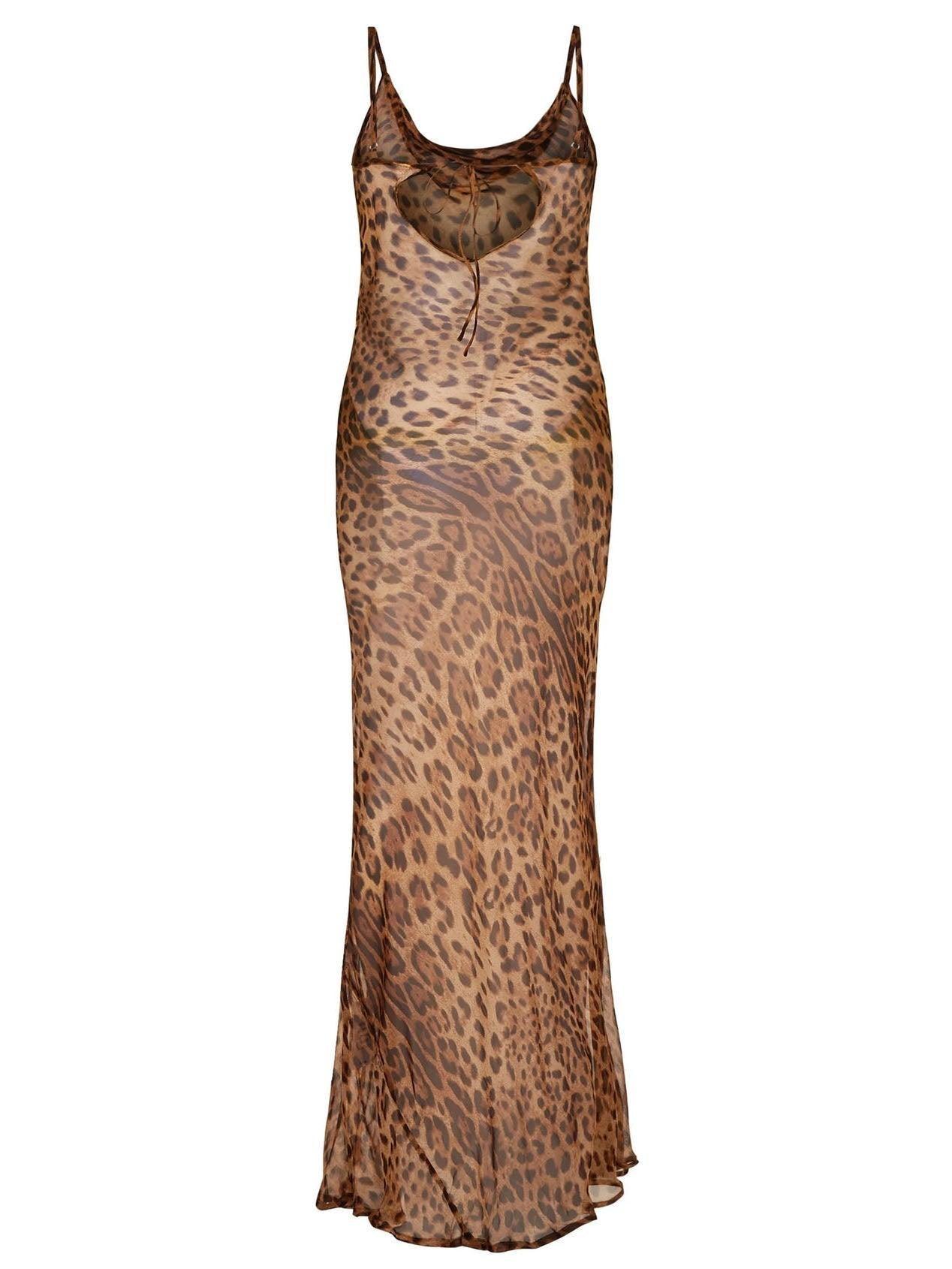 Sleek Panthera Print Spaghetti Maxi Dress - Soliqlo