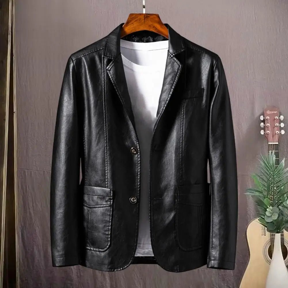 Stryde Leather | 2025 Men's Slim PU Leather Jacket - Soliqlo
