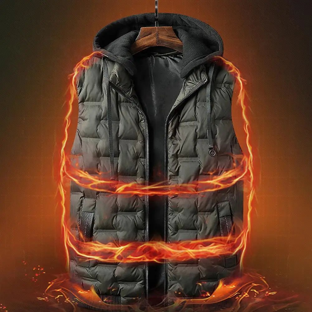 Thermo Vest | Men's Hooded Winter Vests with Detachable Cap - Soliqlo