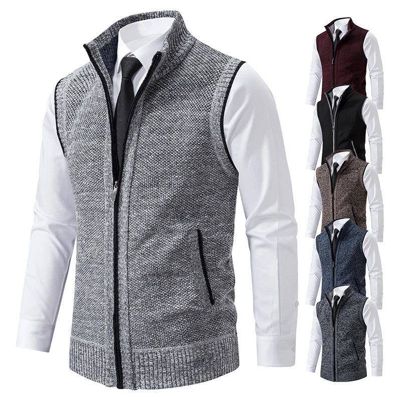 Wool Crest Knitted Sleeveless Sweater - Soliqlo