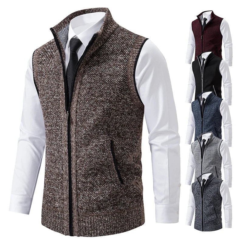 Wool Crest Knitted Sleeveless Sweater - Soliqlo