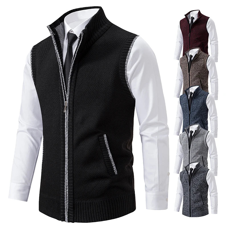 Wool Crest Knitted Sleeveless Sweater - Soliqlo