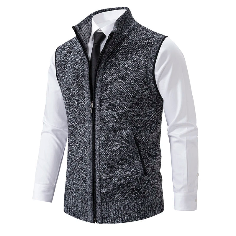 Wool Crest Knitted Sleeveless Sweater - Soliqlo