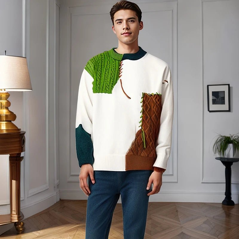 Woven Dawn | Warm Sweaters Patchwork Pullovers - Soliqlo